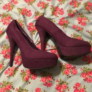 Purple suede heels